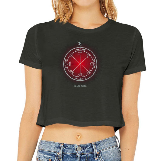 3rd Pentacle of Saturn women’s flowy crop top - spiritual protection tee for empaths and energy shielding