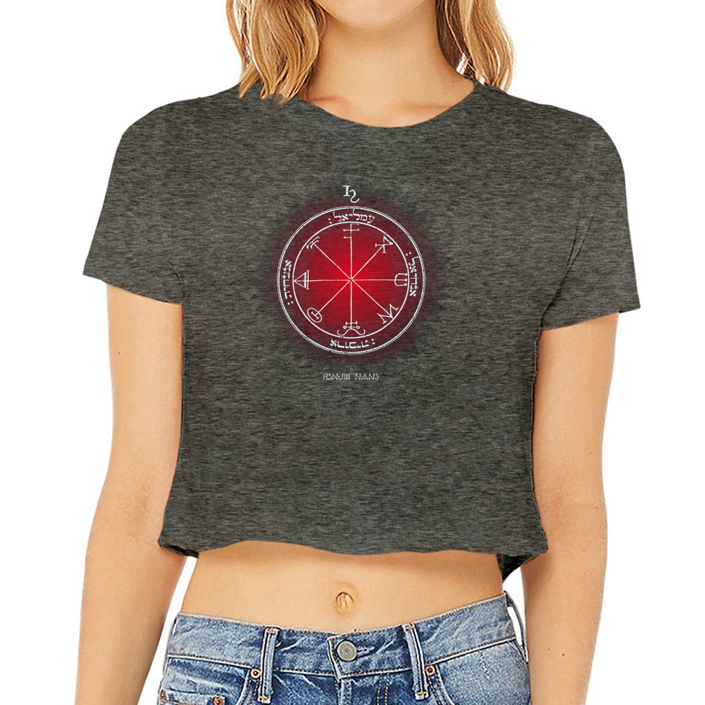 3rd Pentacle of Saturn women’s flowy crop top - spiritual protection tee for empaths and energy shielding