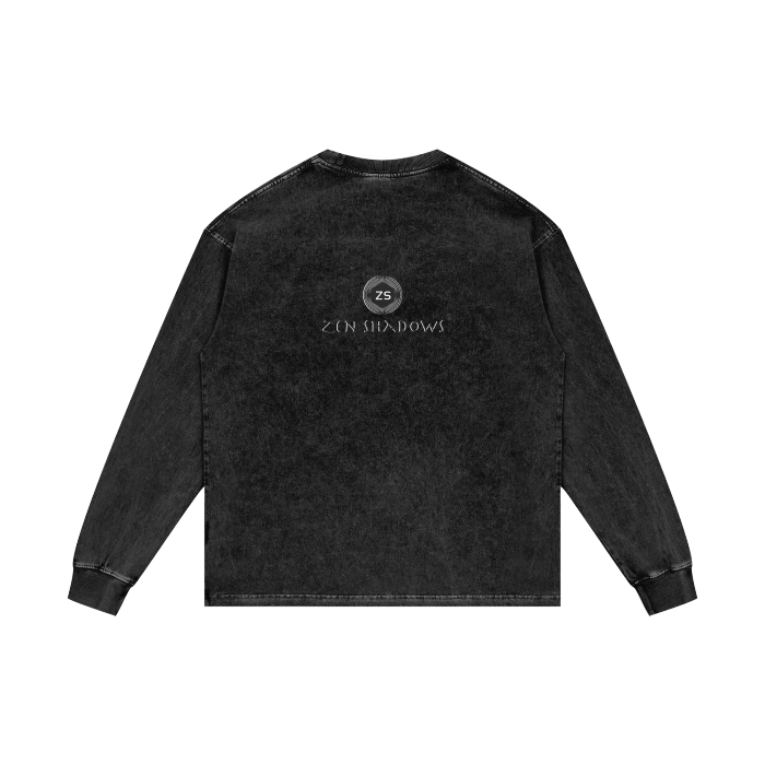 Distressed acid-wash oversized tee with 1st Pentacle of Jupiter wealth sigil print