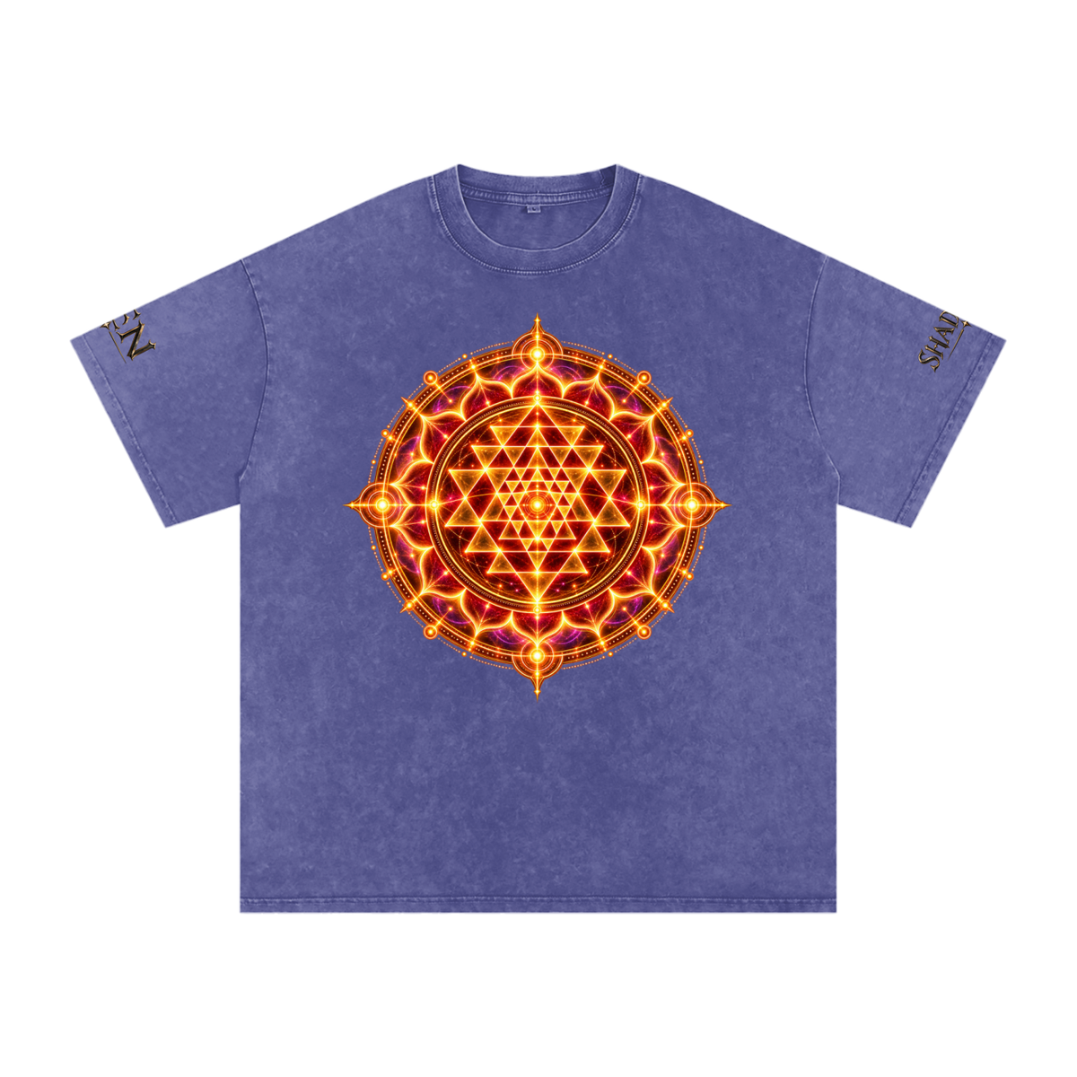 Shri Yantra Snow Washed Oversized Cotton T-Shirt — The Still Centre.