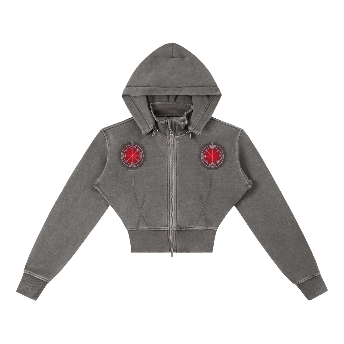 3rd Pentacle of Saturn Vintage Washed Cropped Fleece Hoodie — Boundaries Through Chosen Access