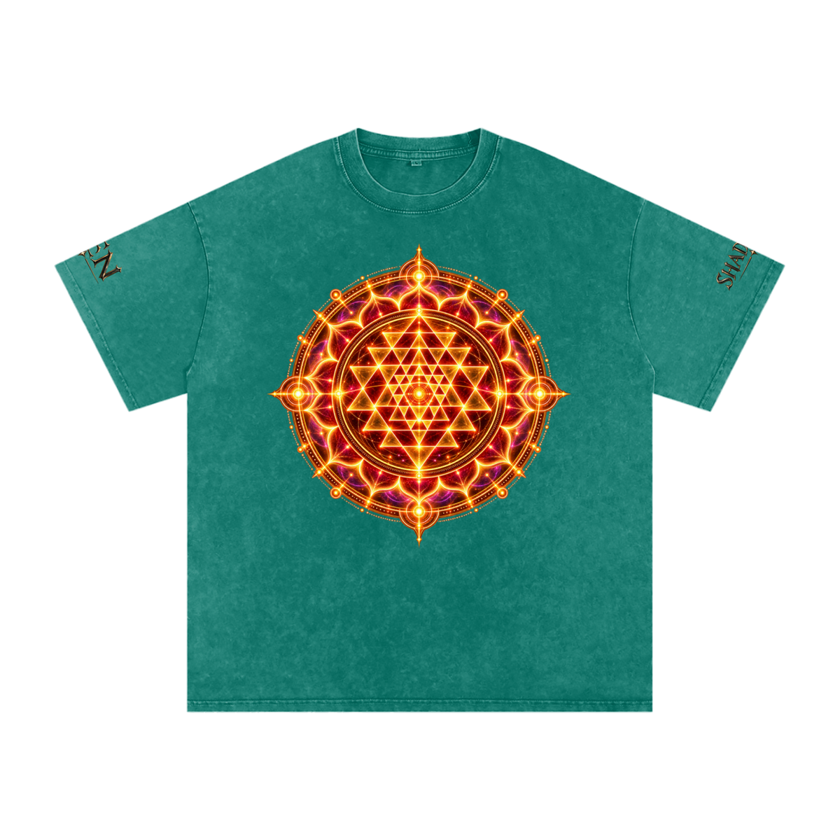 Shri Yantra Snow Washed Oversized Cotton T-Shirt — The Still Centre.