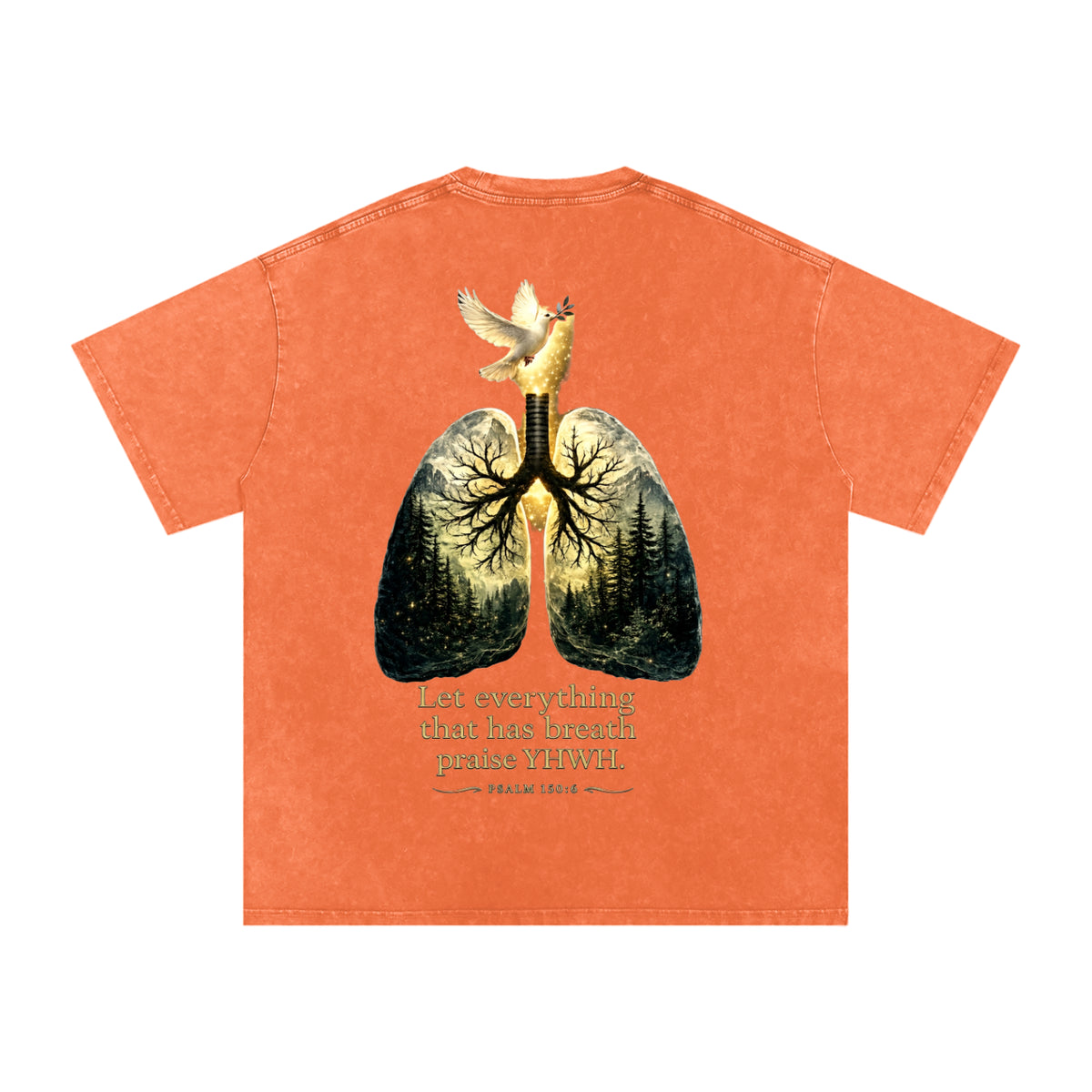 The Breath of YHWH Snow Washed Unisex Oversized Cotton T-Shirt (Front Logo)