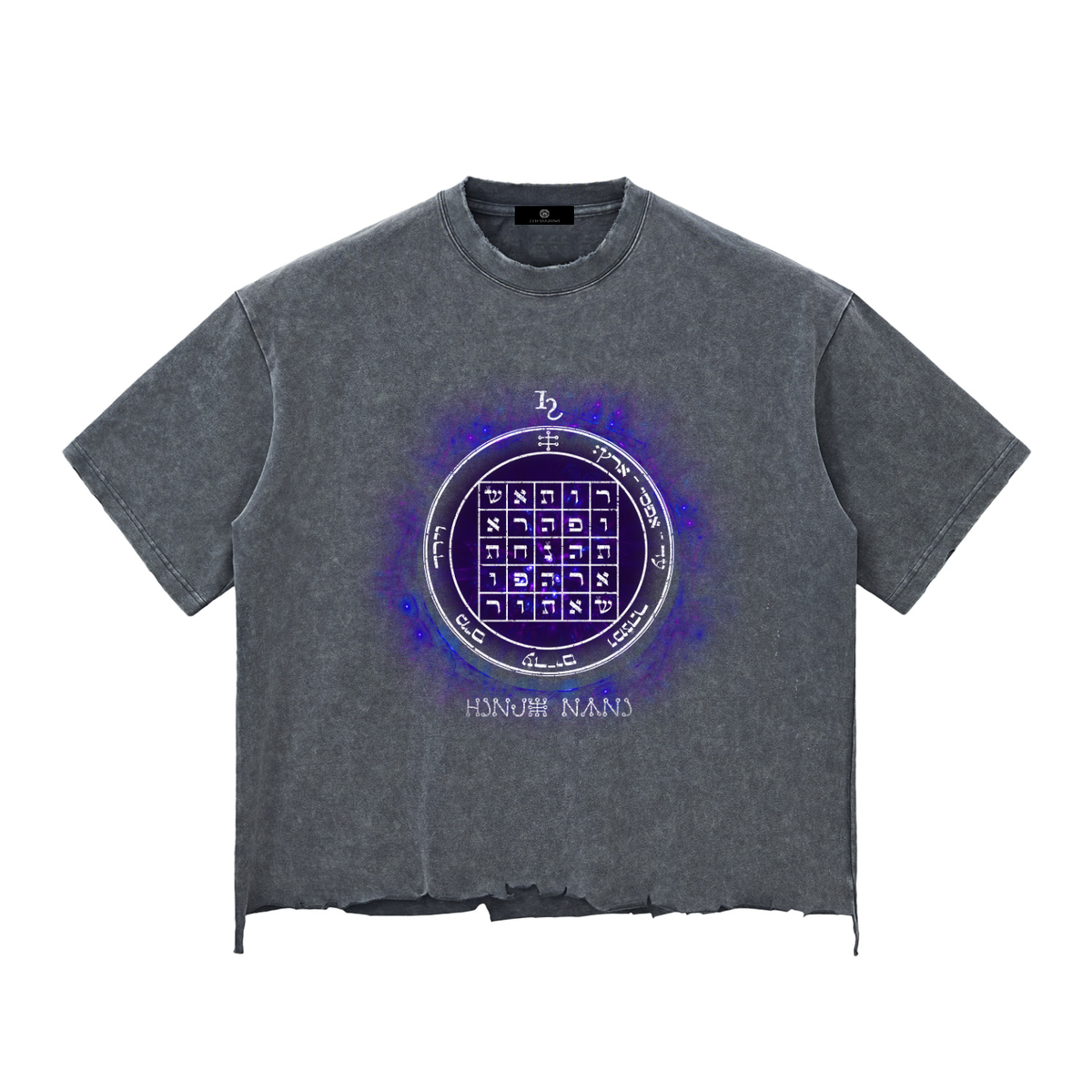 2nd Pentacle of Saturn Snow Wash Raw-Hem Boxy T-shirt - Power of Persuasion