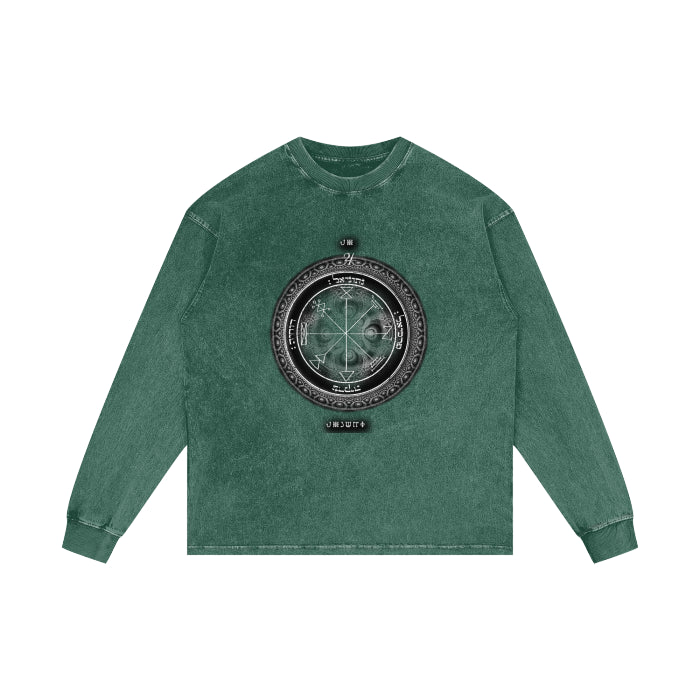 1st Pentacle of Jupiter Acid Wash Oversized Tee | Wealth Sigil Shirt