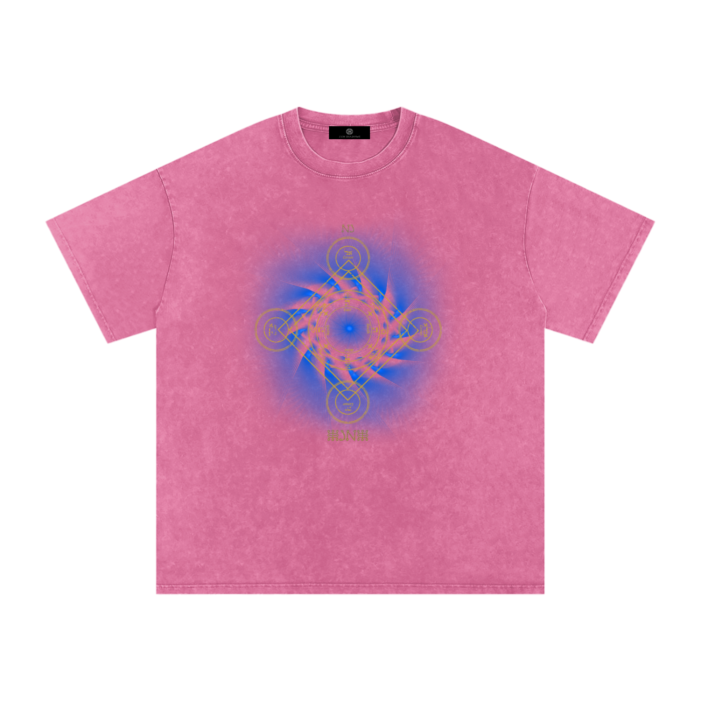Earth Pentacle Unisex Snow Washed Streetwear Oversized Cotton T-Shirt - Grounding Spiritual Power into Material Reality