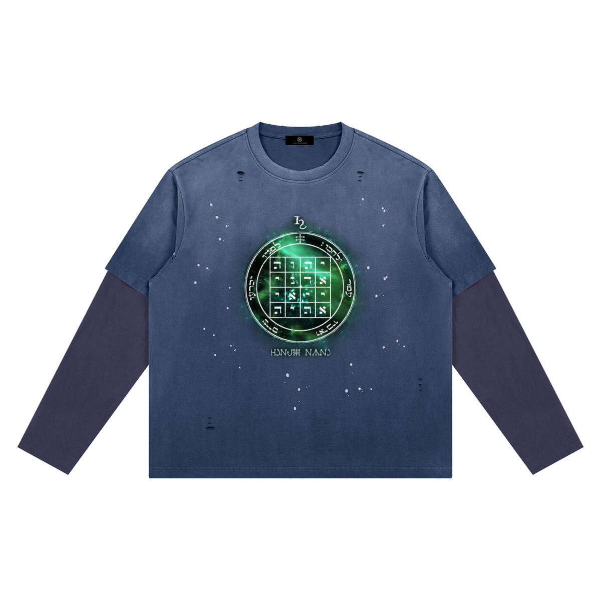 1st Pentacle of Saturn Unisex Vintage Wash Distressed Layer T-Shirt — Sovereignty and Inner Authority