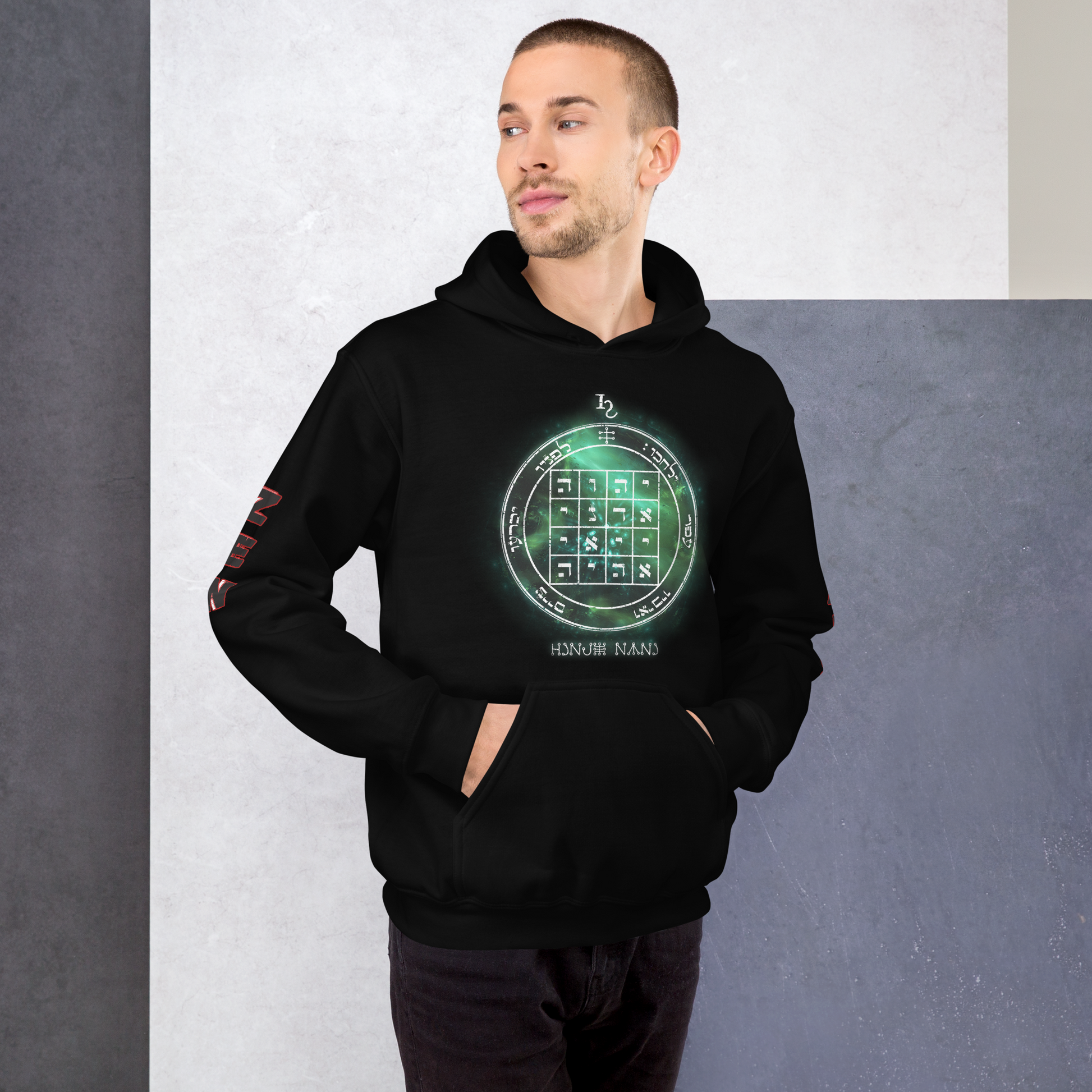 Unisex hoodie with 1st Pentacle of Saturn command sigil