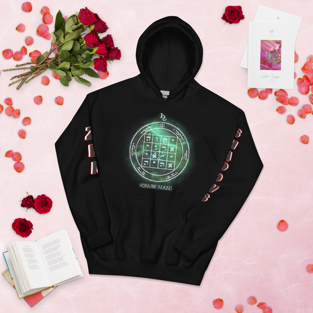 Unisex hoodie with 1st Pentacle of Saturn command sigil