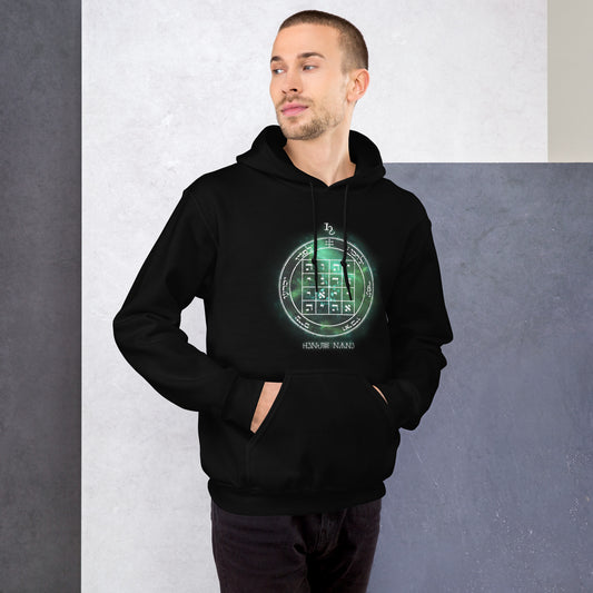 Heavyweight hoodie with printed 1st Pentacle of Saturn design