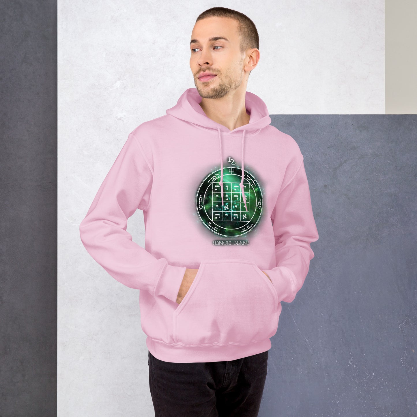 Heavyweight hoodie with printed 1st Pentacle of Saturn design